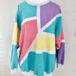 Vintage 90's Blast Sweater Pullover Colorblock Womens Plus Size XL Blue Purple